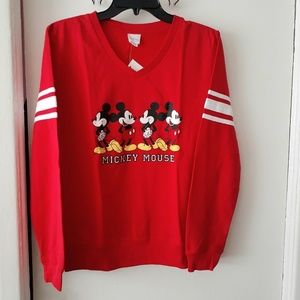 NWT*Mickey Mouse red v-neck long sleeve tee*sz S